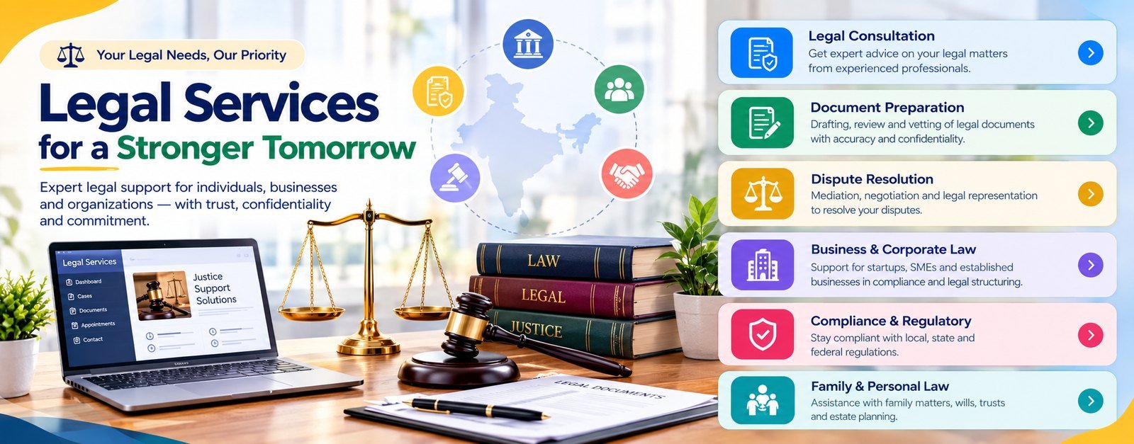 Legal Services for a Stronger Tomorrow – consultation, documents, disputes, corporate, compliance and family law