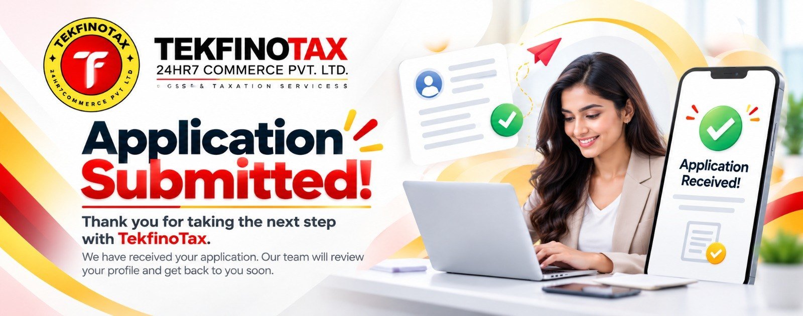 Application submitted – thank you for taking the next step with TekfinoTax